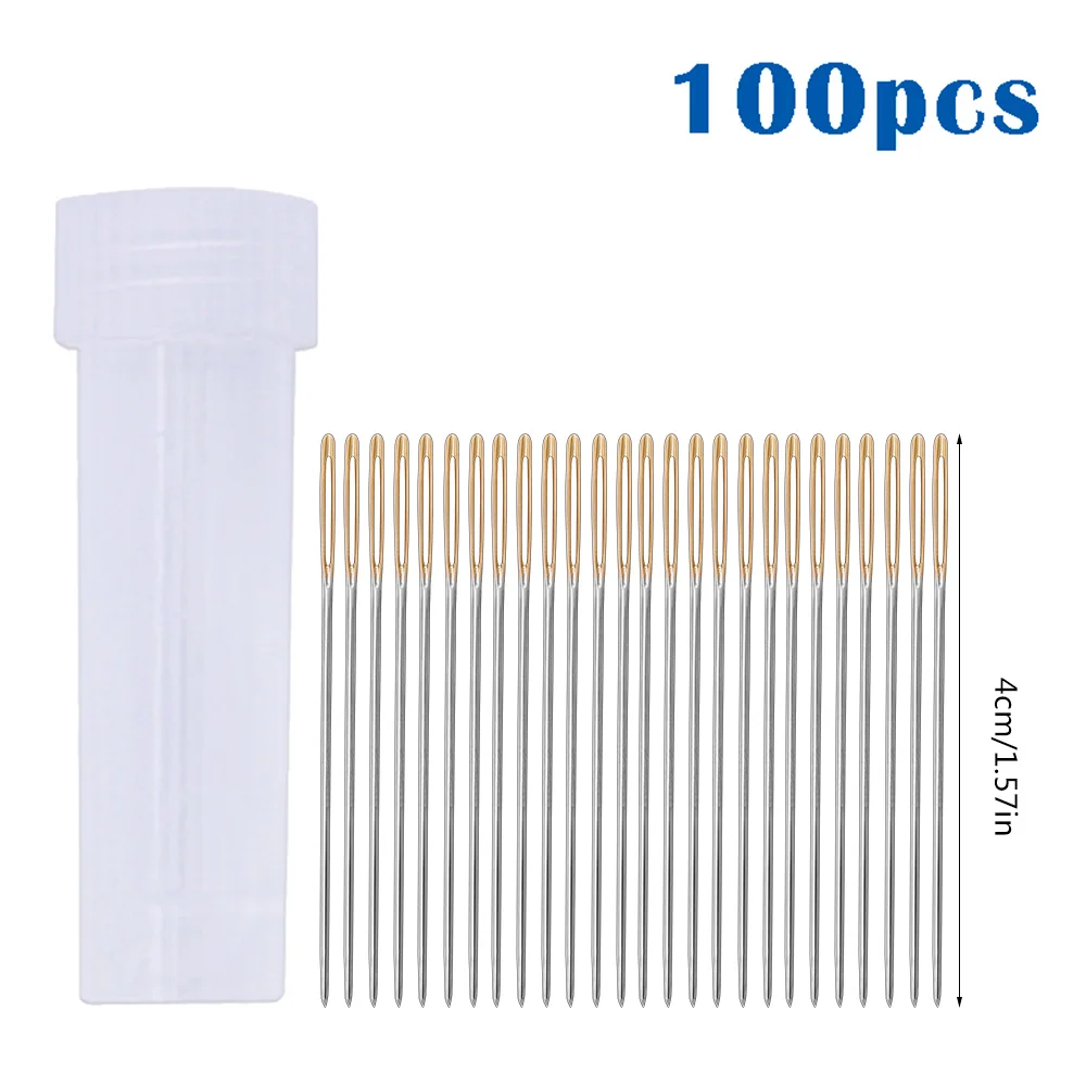 LMDZ 100/30 PCS Golden Tail Embroidery Fabric Cross Stitch Needles Size 22#24#26#Stitch Cloth Sewing Kit Tools Sewing Needles