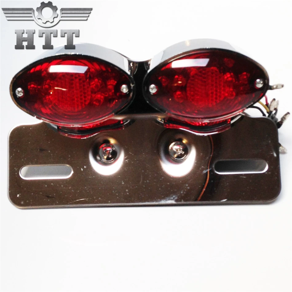 Aftermarket мотоцикл части Универсальный кошачий глаз на заказ мотоцикл задний тормоз номерной знак светильник хром+ красный