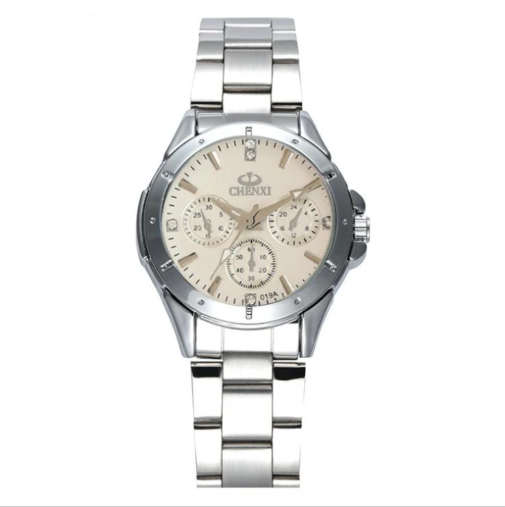 CHENXI для женщин модные часы дамы кварцевые часы женское элегантное платье нержавеющая сталь наручные часы девушка часы Relojes Mujer - Цвет: White Dial