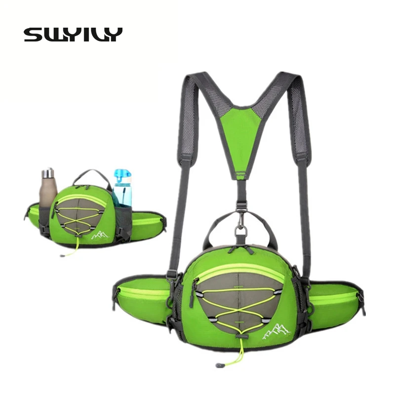 SWYIVY Multi-function 5 Colors Nylon Waterproof Sport Backpack Outdoor Hiking Climbing Waist Bags Double Bottles Holder Pockets