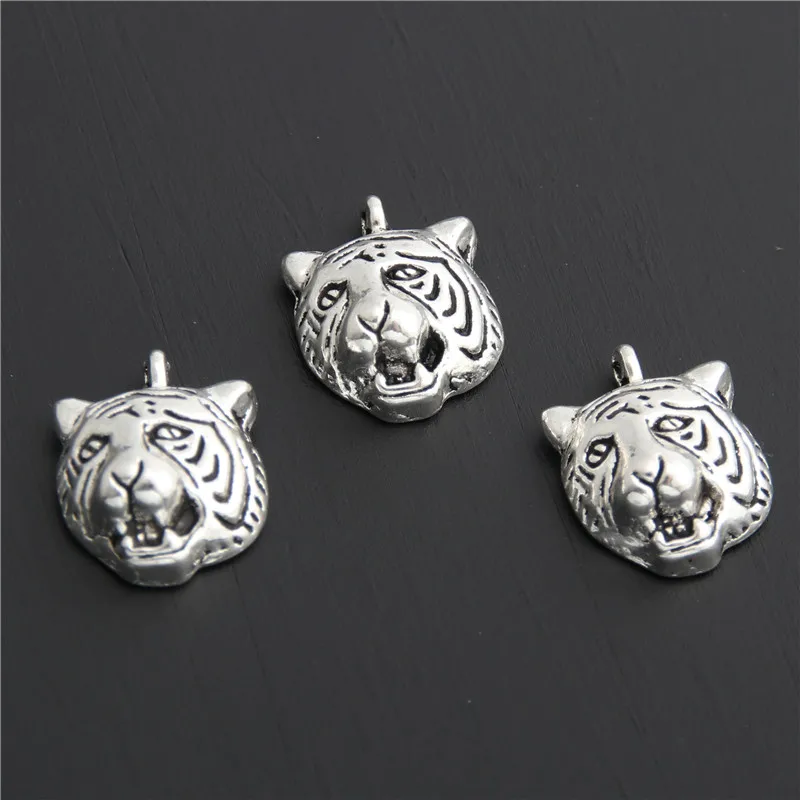 free ship 280 pcs tibetan silver tiger head charms 17x14mm #4153