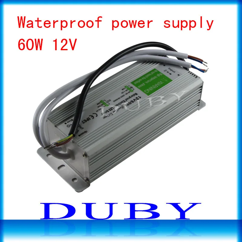 

10piece/lot IP67 12V 5A 60W AC100-240V Input Electronic Waterproof Led Power Supply/ Led Adapter 12V 60W free Fedex
