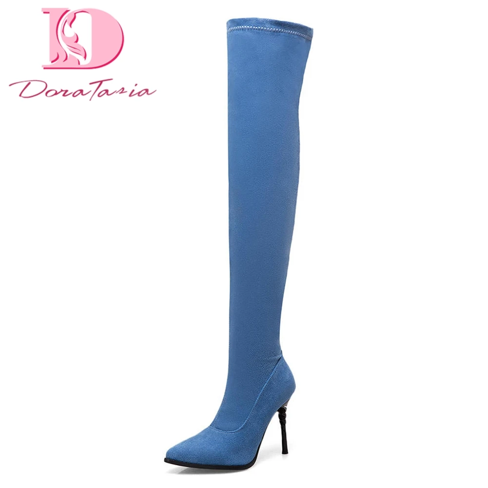 

DoraTasia 2018 brand Fashion Hot Sale Over The Knee Boots Women Shoes Woman Thin High Heel Woman Shoes Plus Size 31-50