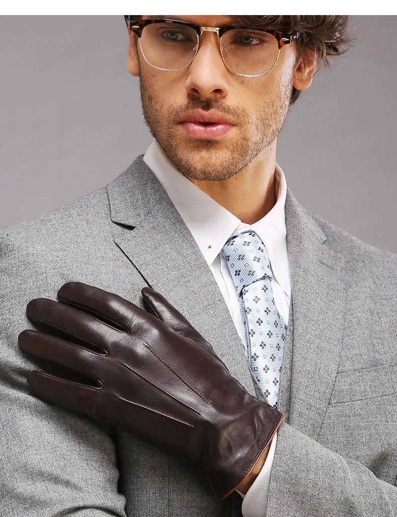 Высококачественные перчатки из натуральной кожи для мужчин, теплые ...