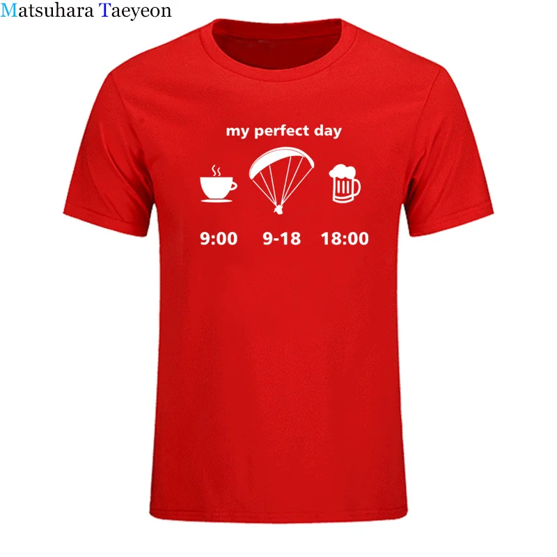Мужская футболка хорошего качества, хлопок, летняя футболка с принтом my perfect paragliding day, Мужская футболка с короткими рукавами, топы, футболка TO09 - Цвет: 9