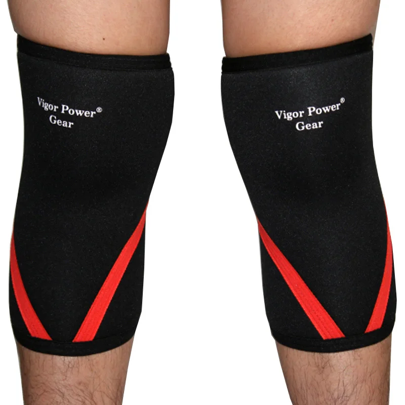 black Vigor power gear 7 мм Неопреновые наколенники силовые подъемные наколенники Поддержка тяжелой атлетики крепкие наколенники фитнес Кроссфит - Цвет: black