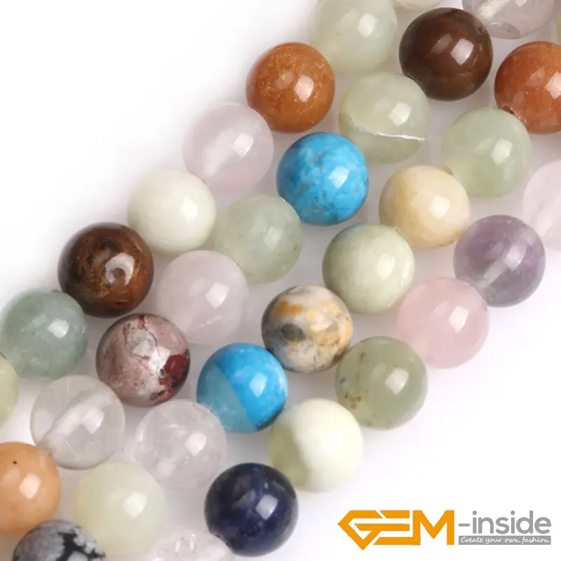 

8mm Mixed Gem stone Round Shape Loose Beads For Jewelry Making DIY Bracelet Strand 15" Free Shipping! Popular New