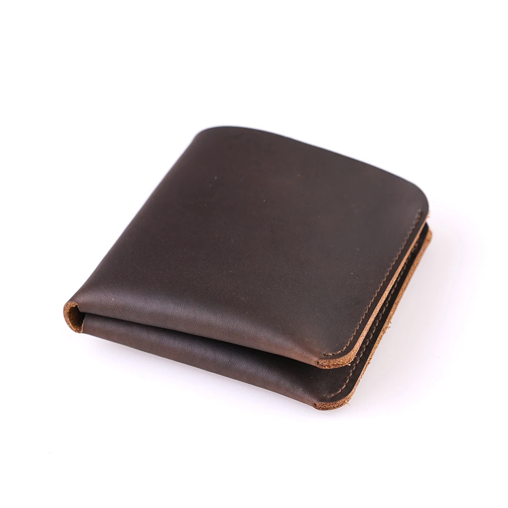 

Minimalist Male Purse Retro Handmade Short Wallet Small Change Purse Luxury Designer Crazy Horse Leather Wallets for Men