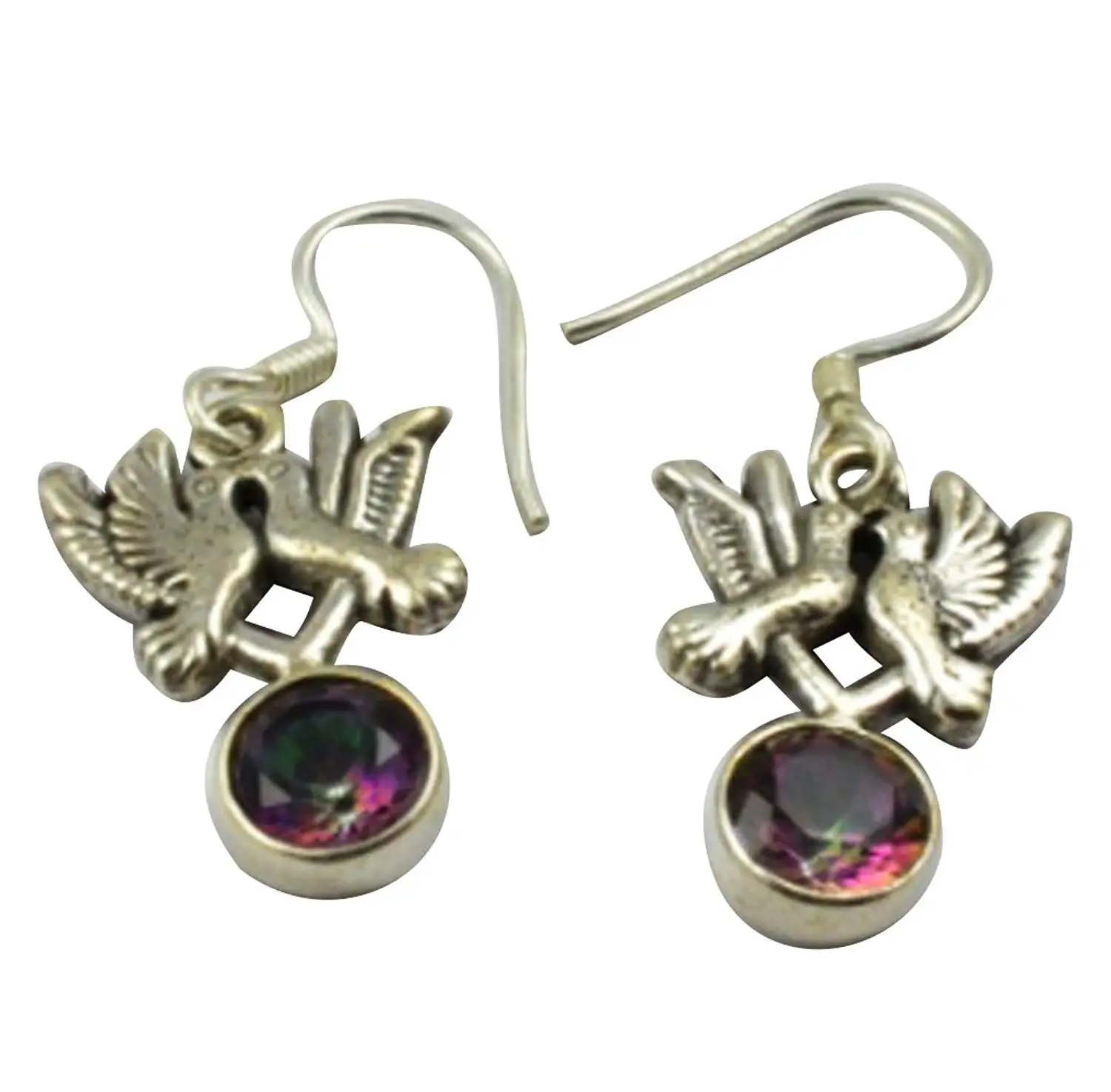 Серьги LoveGem из настоящего мистического топаза серебро 925 пробы 33 мм AE2280 |