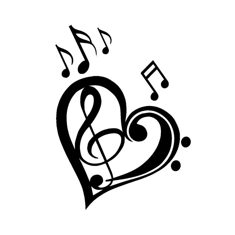 13*17.7 cm bonito amor notas de música adesivos adesivos de vinil ...