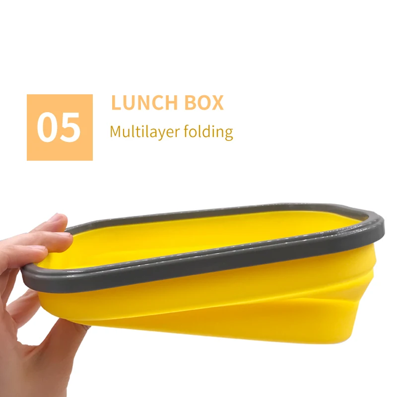 Silicone Bento Lunch Box Food Container Food Storage Collapsible Portable Container Lunch Food Box For School kids Outdoors