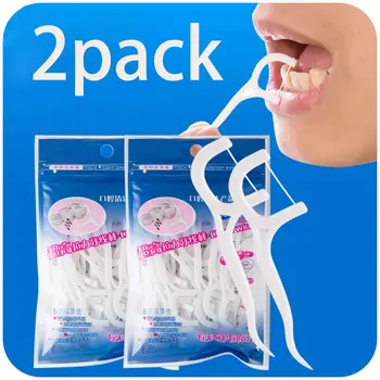 

2pack/vanzlife ultrafine high tension rod portable floss toothpick teeth cleaner flat wire sutures 30 pieces a lot