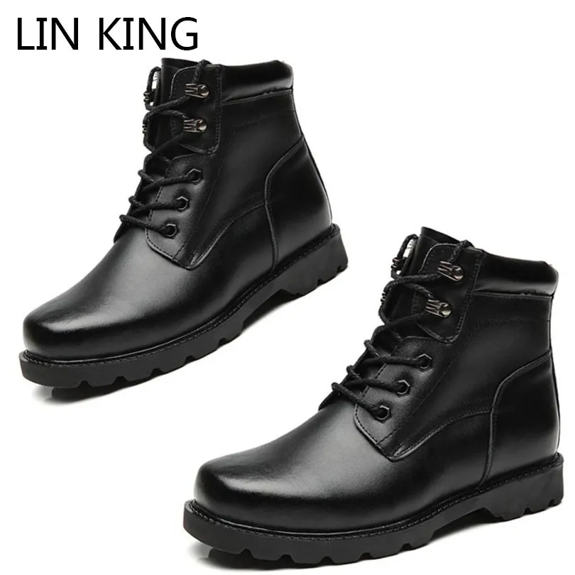 

LIN KING Plus Size Men Short Boots Spring Autumn Lace Up Ankle Boots High Top Boots Waterproof Work Safety Botas For Male