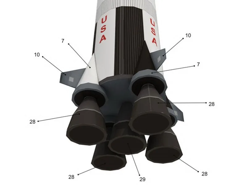 Модель SpaceX Rocket 3D из бумаги масштаб 1:300 Сатурн 5 переносчик ракеты и пусковой