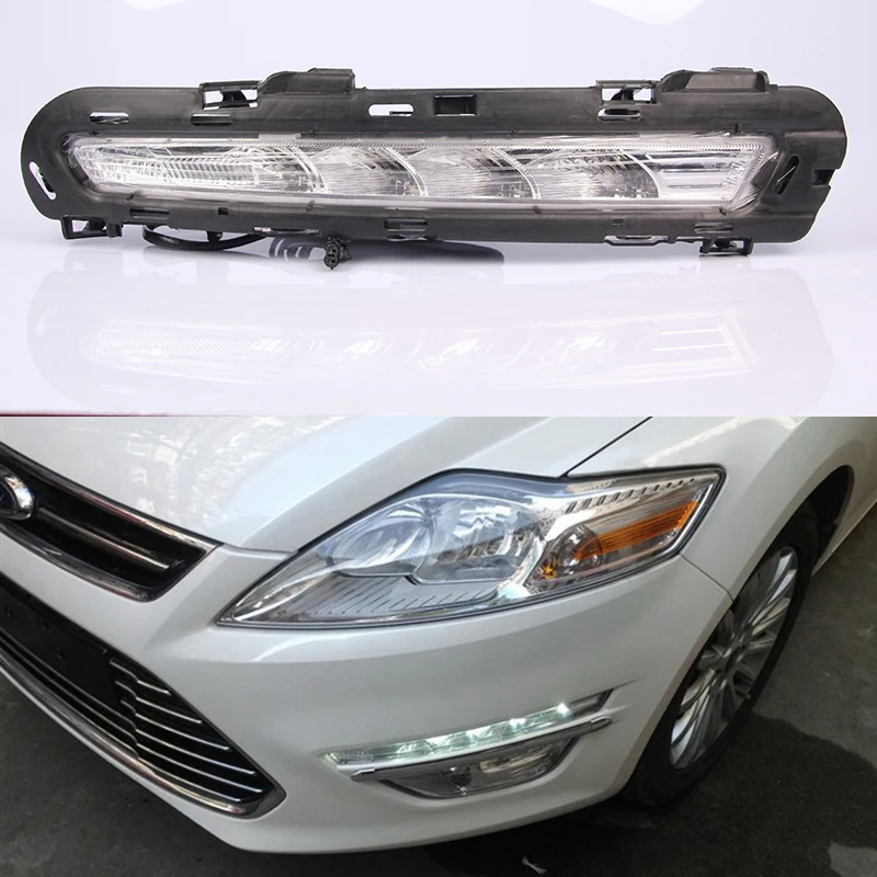 

Car Flashing 1Pair For Ford Mondeo Fusion 2011 2012 2013 LED DRL Daytime Running Lights LED Daylight Fog light with yellow