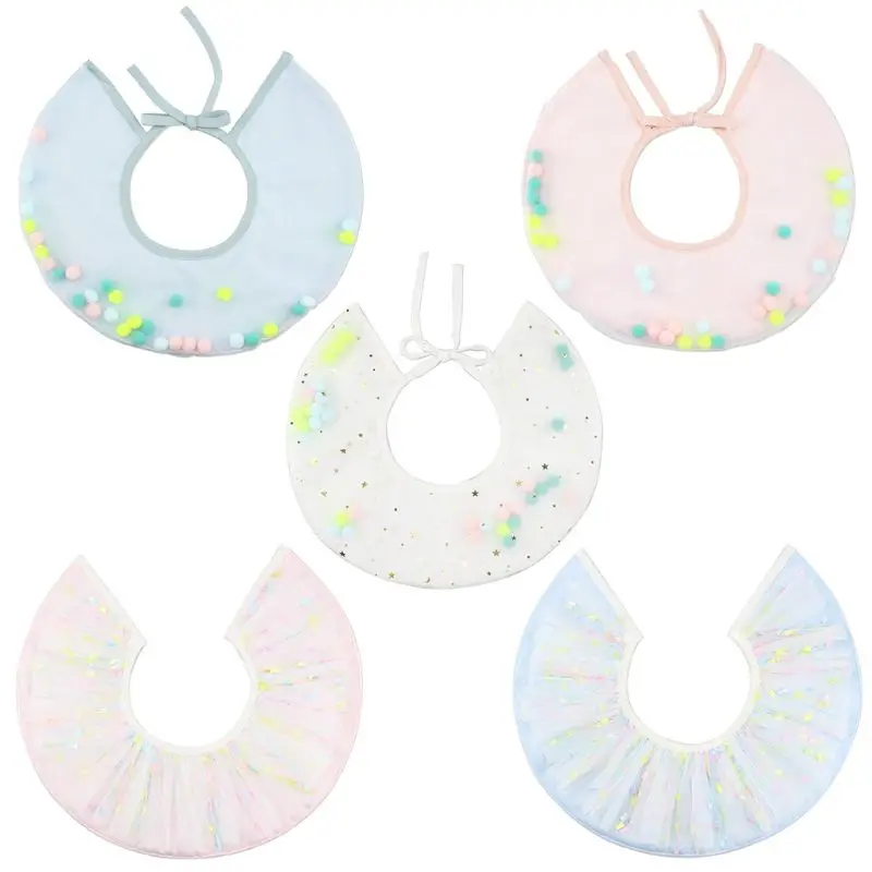 

Baby Bib Round Mesh Bibs Bandana Newborn Feeding Supplies Saliva Towel Floral Colorful Balls Children Multi-layer Decoration