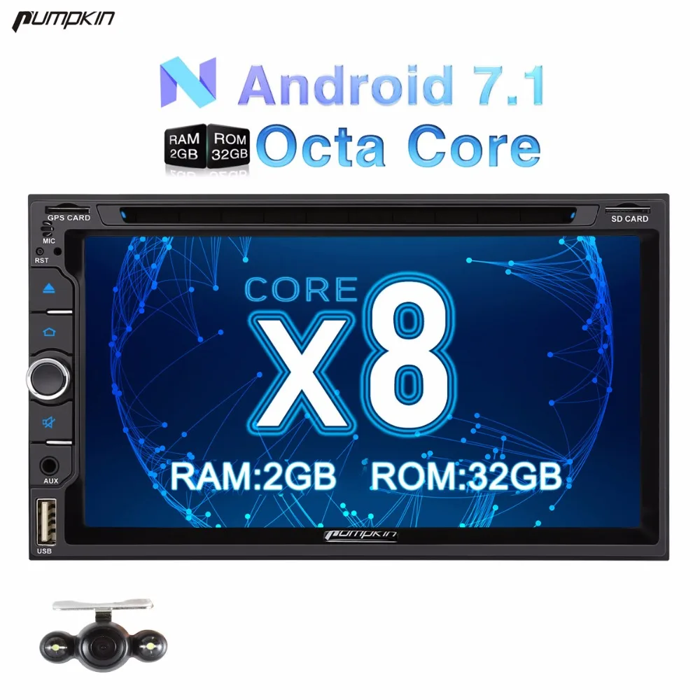 

Pumpkin 2 Din 6.95'' Android 7.1 Universal Car DVD Player GPS Navigation Qcta-Core 2G+32G Car Stereo Wifi FM Rds Radio Headunit