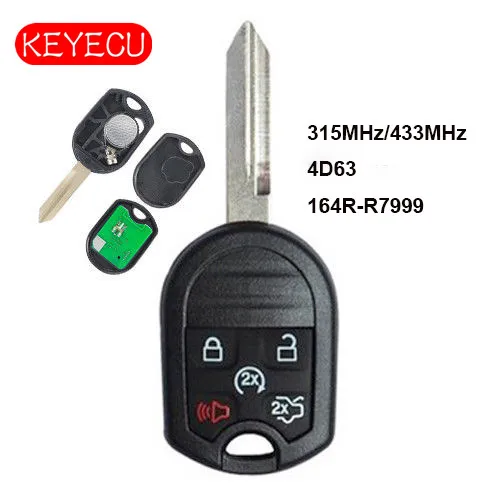 Skup Keyecu zdalny kluczyk 5 przycisk Fob 315 MHz 433 MHz 4D63 dla Ford Flex Explorer Taurus 2012 2017