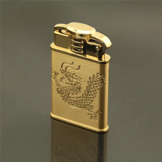 Gold Dragon Windproof Jet Lighter Gas,Refillable Butane Flint Cigarette