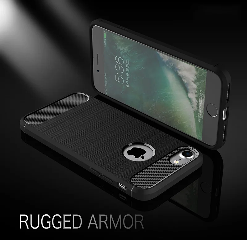 Carbon fiber burshed silicone  case iphone 5 5s 6 6s 7 8 plus (1)