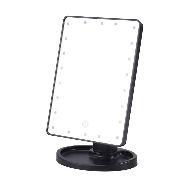 Профессиональный светодиодный сенсорный экран, зеркало для макияжа с подсветкой, светодиодный сенсорный экран с регулируемой яркостью на 180 градусов, настольное зеркало - Цвет: 22 LED Black