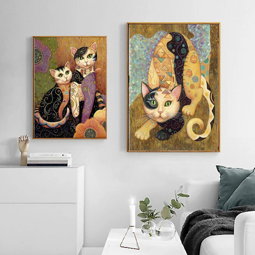 MUTU HD печать и плакаты холст живопись Климт абстрактное животное кошка Современный домашний декор настенная художественная картина для гостиной без рамки