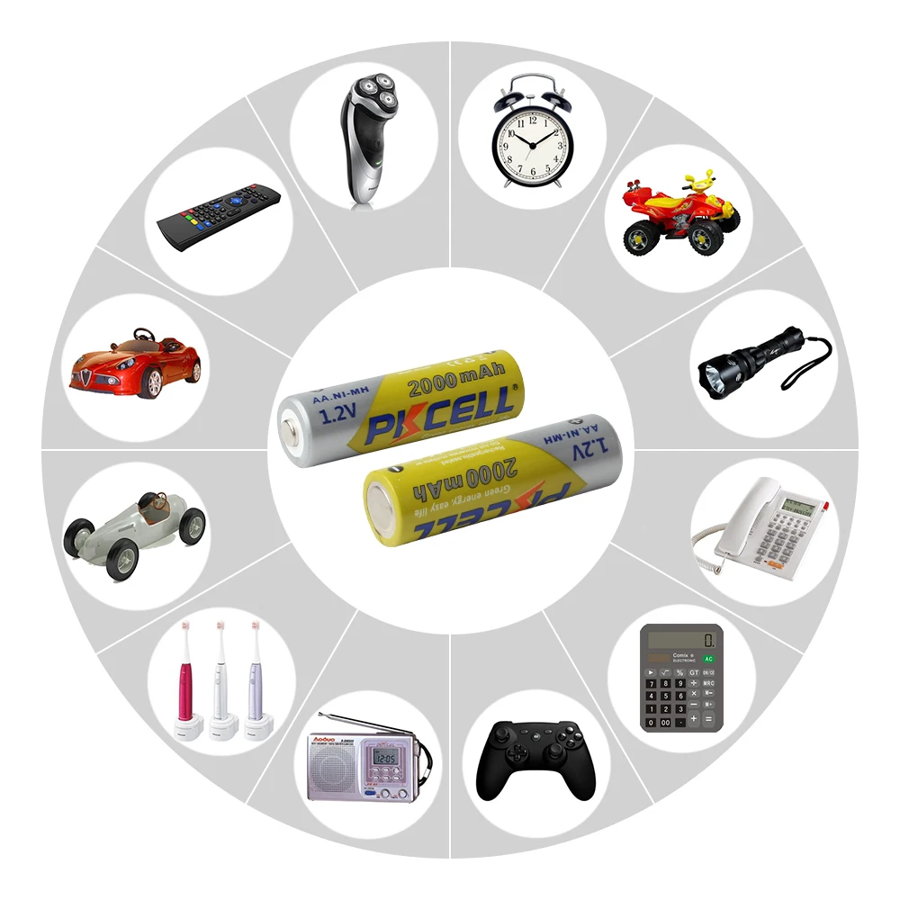 4 шт./карта PKCELL AA батарея 1 2 V 2000mAh Ni MH перезаряжаемые батареи Bateria Baterias для