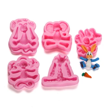 

5PCS Sugarcraft Lion Giraffe Rabbit Elephant Animal Silicone Fondant Cake Decorating Tool Chocolate Gumpaste Mold for Baking