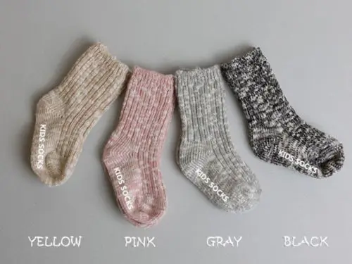 Детские носки, однотонные хлопковые детские Нескользящие носки для мальчиков и девочек, шерстяные аксессуары для малышей