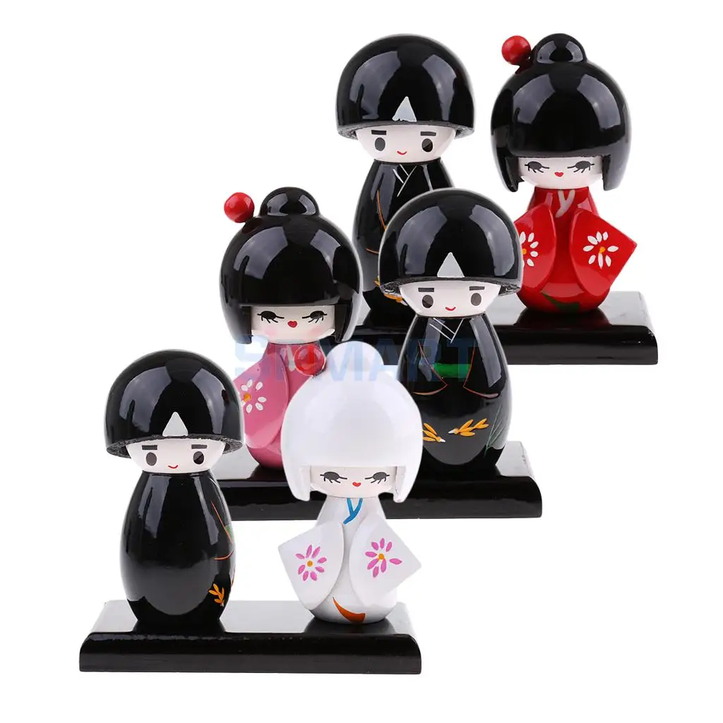 

1 Pair Decoration Arts Crafts Couple Japanese Puppet Kimono Kokeshi Doll Girls Japanese Restaurant Hotel Decor