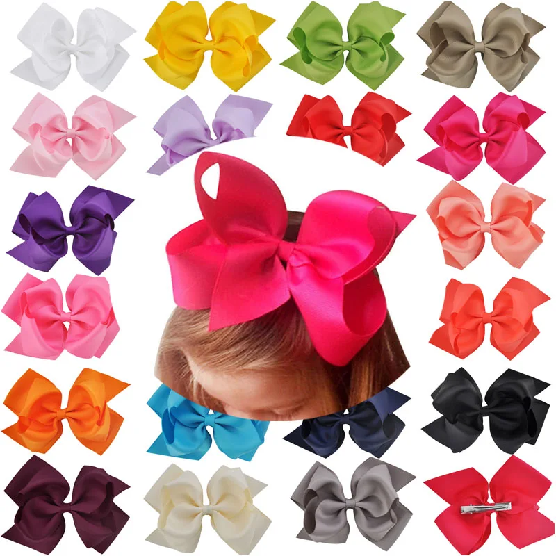 

30PCS 6 Inch Grosgrain Ribbon Girls Hair Bows Double Layers Large Hair Clip Alligator Clips Bowknot Kids Child Hair Accessories
