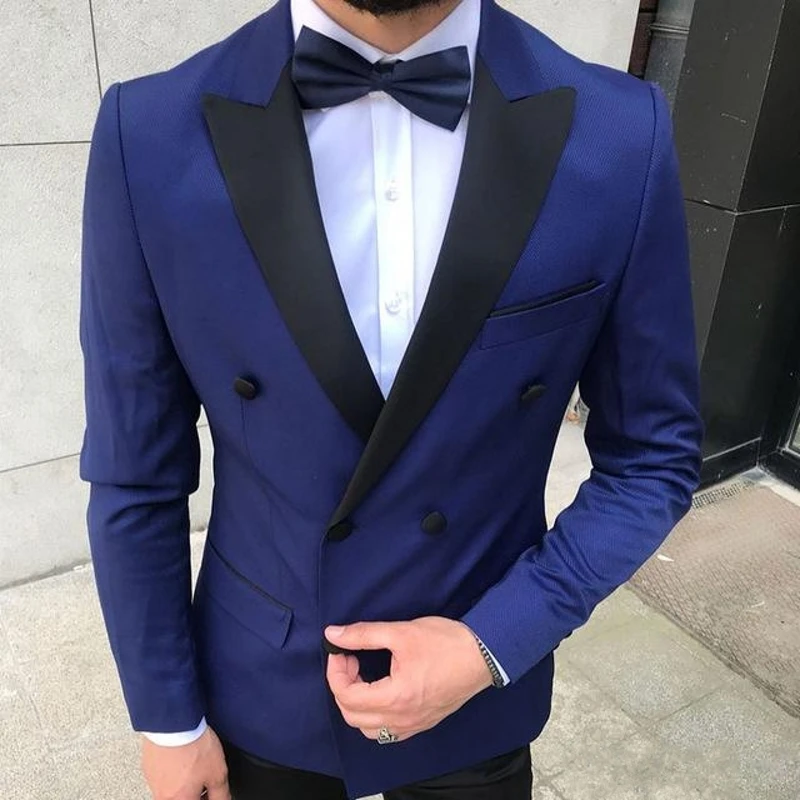 

Fashion navy tuxedos groom wedding men suits 2 pieces tuxedo blazer costumes de smoking pour hommes men(Jacket+Pants+Tie)