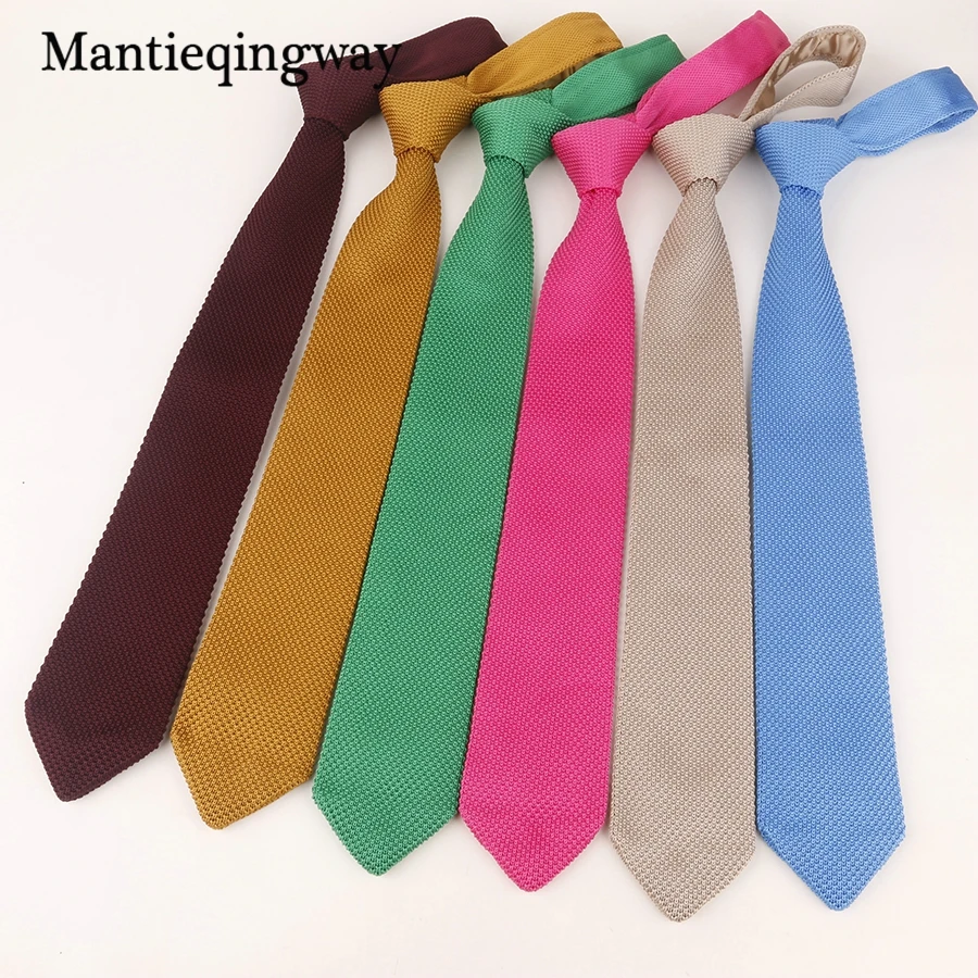 

Mantieqingway 7cm Knit Ties For Men Knitted Necktie Wedding Knitting Slim Gravatas Mens Polyester Corbatas Vestidos Cravat