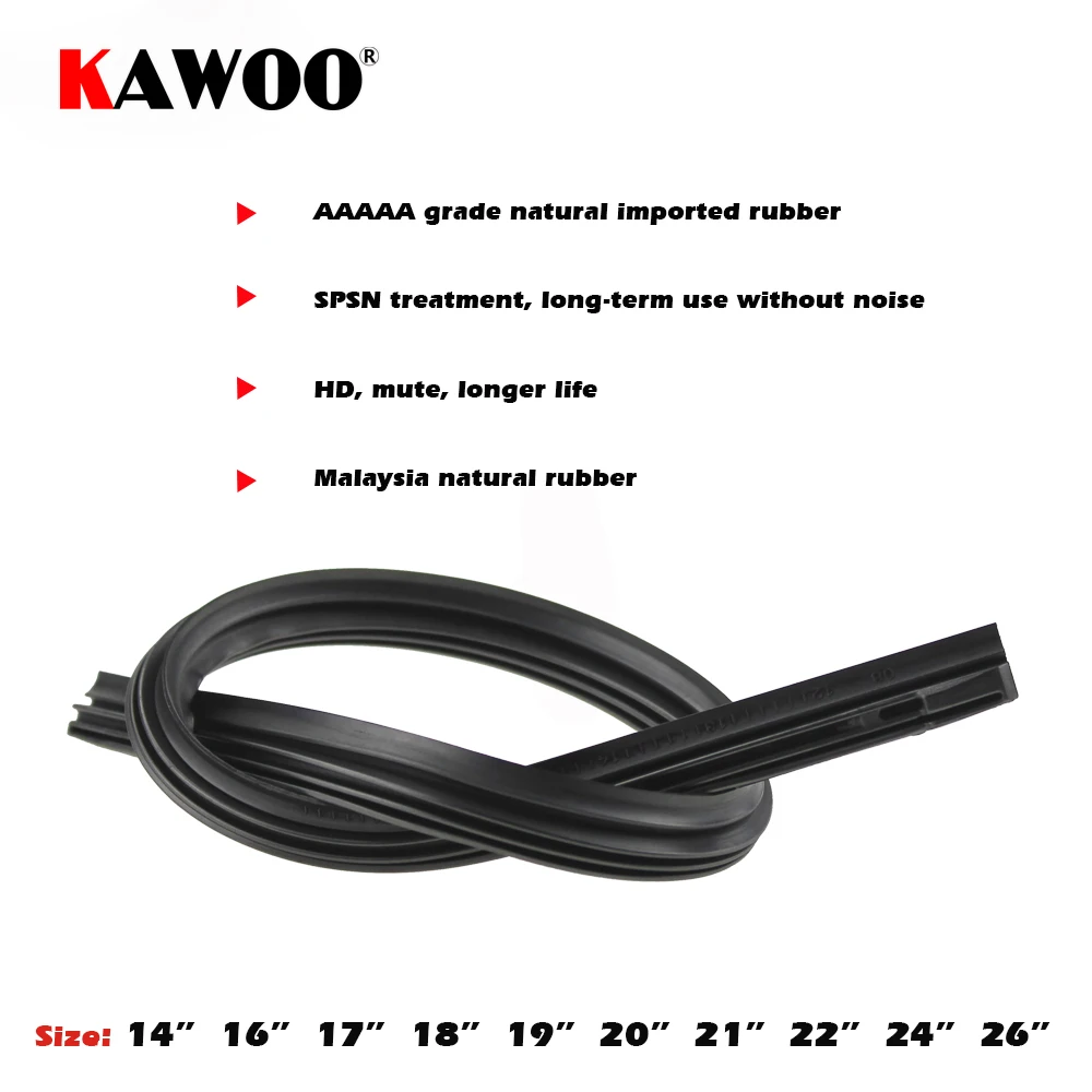 

KAWOO 100pcs/Lot Car Vehicle Insert Rubber Strip Wiper Blade (Refill) 8mm 14" 16" 17" 18" 19" 20" 21" 22" 24" 26" 28"Accessories