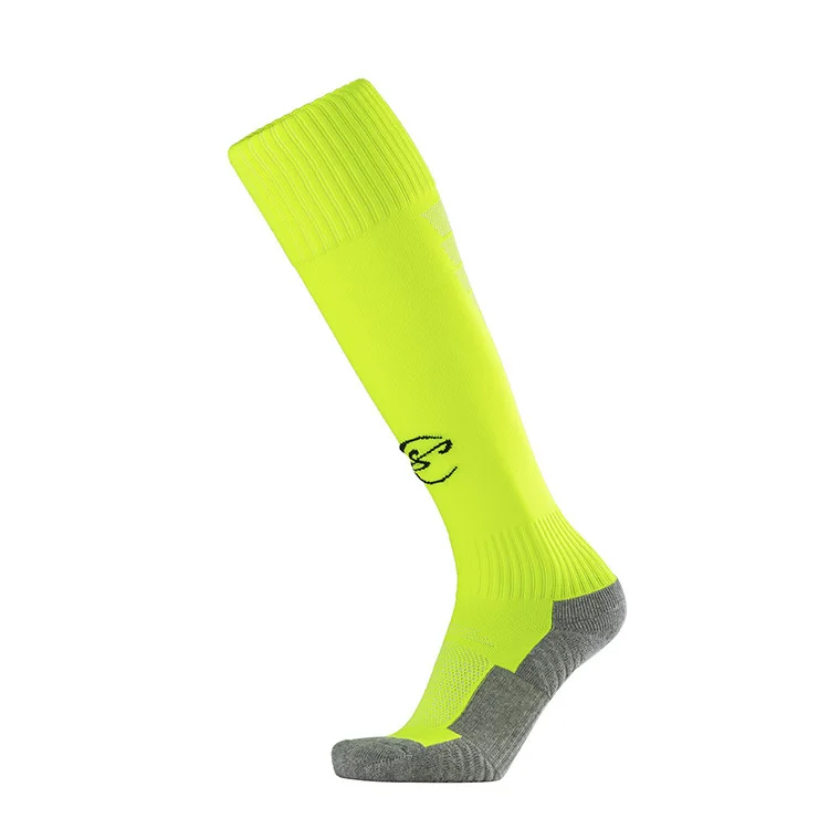 Brothock детские футбольные носки полотенце снизу чулки высокие на спортивные носки Прямая с фабрики рисунок в полоску Футбол Носки - Цвет: Fluorescent green