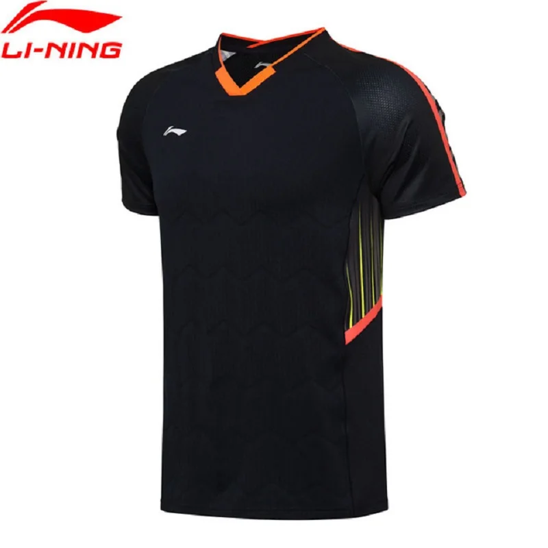 

Li-Ning 2018 Men Badminton Competition T-shirt NYFW Model TEE AT DRY Breathable Regular Fit Li Ning Sports t-shirts AAYN003