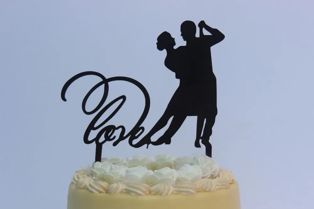 Tango Couple Silhouette Avec Cursive Love Pour Gateau De Mariage Partie Decorartion Aliexpress