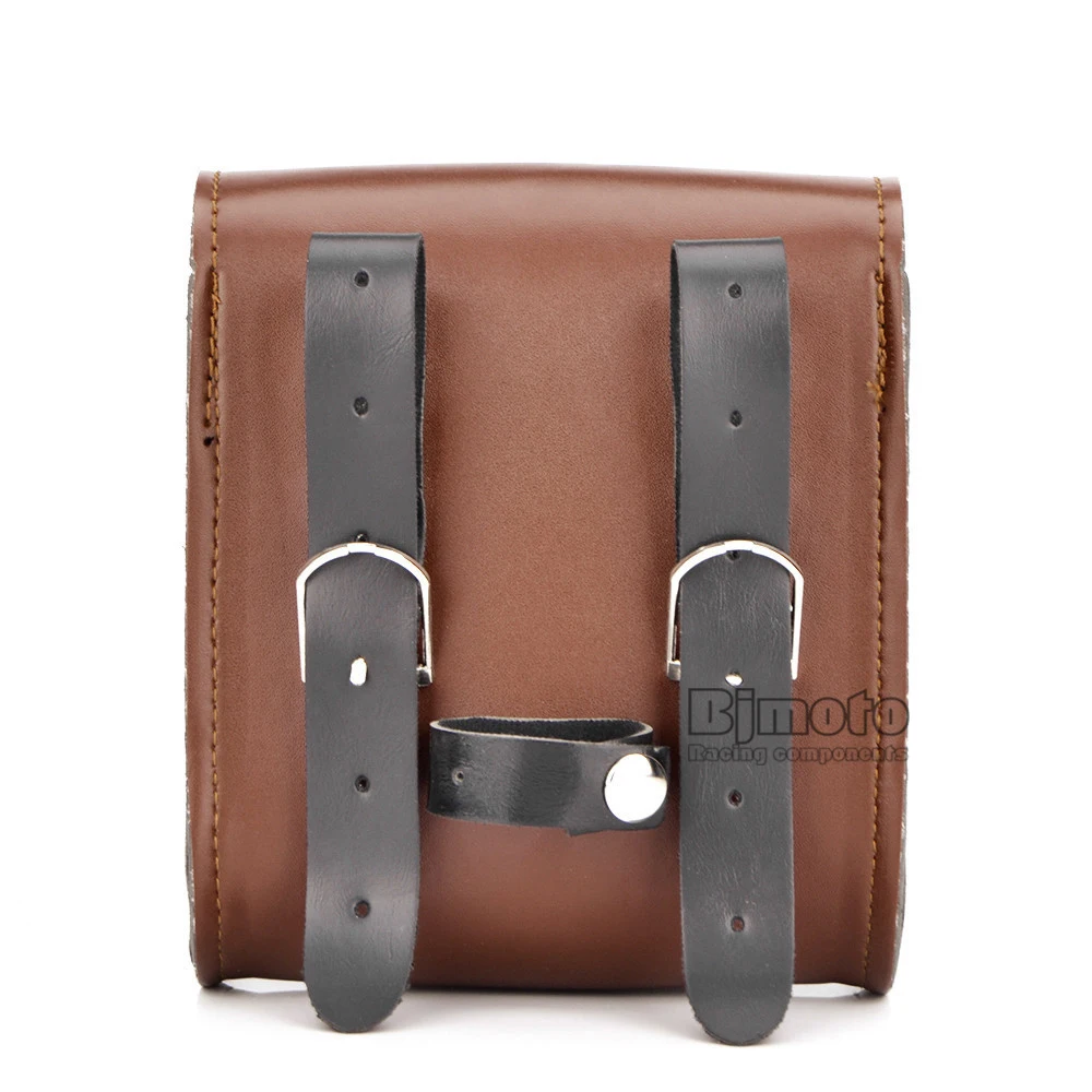 Universal Motorcycle Saddle Luggage Leather Bag Storage For Harley (5)