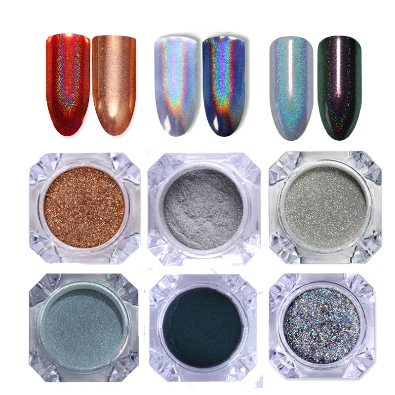 

Nail Powder Holographic Laser Rainbow Nail Art Glitter Dust Pigment Super Shine Manicure Holo Powder 0.5g 0.2g