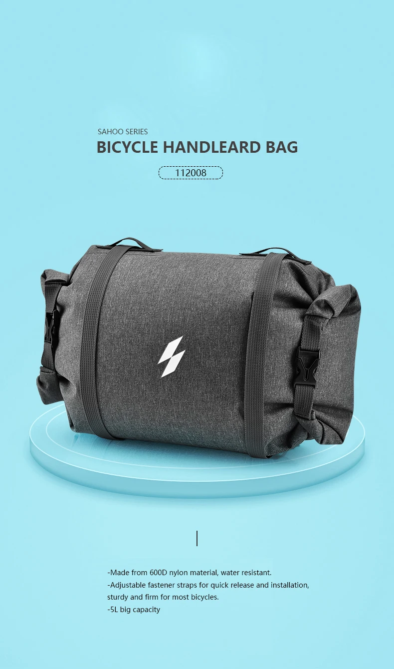 Best ROSWHEEL 112008 Reflective Cycling Mountain Road Bicycle 5L Bike Handlebar Bag Front Frame Top Tube Pannier Pouch Roll-up Design 0