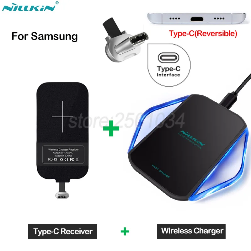 

Nillkin Qi Wireless Charging for Samsung Galaxy A8 2018 C5 C7 C9 Pro A5 2017 Wireless Charger+Type-C Receiver USB C Adapter