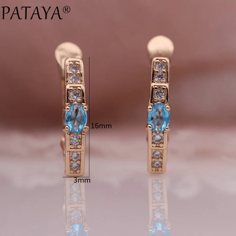 PATAYA New Oval Green Earrings Women Fashion Wedding Cute Fine Jewelry 585 Rose Gold Multicolor Natural Zircon Dangle Earrings - Image 6