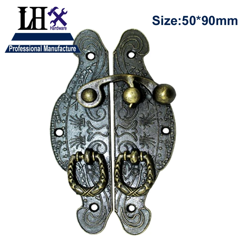 

LHX CYP160 2pcs/lot Antique Zinc Alloy Circular Hasp Lock Jewelry Gift Box Wood Case Furniture Hardware Decorative Protector