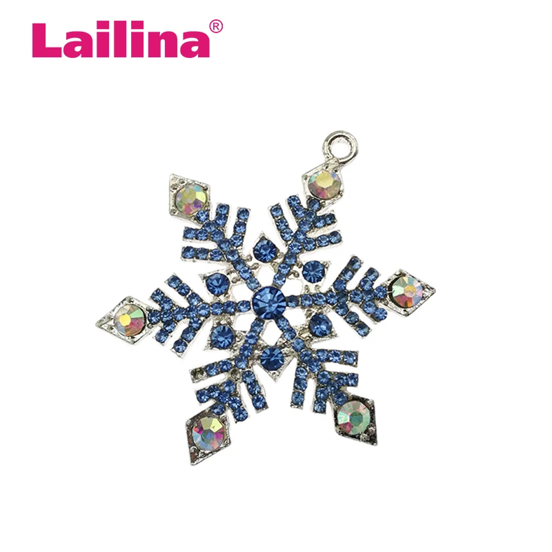 

50pcs/lot Clear Rhinestone Crystal Snowflake Pendant Charms