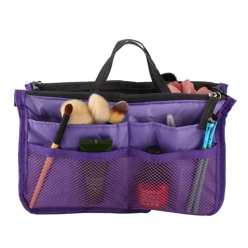 Pro Набор для макияжа дорожные сумки Органайзер для макияжа сумка для женщин и мужчин повседневная косметическая сумка для косметики сумка для хранения - Цвет: Purple