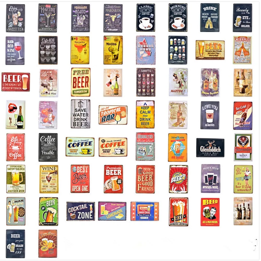 Wall stickers crafts cafe Bakery Restaurant& Bar Home Decor 20x30 CM Random delivery 10PCS retro iron painting bundled sale