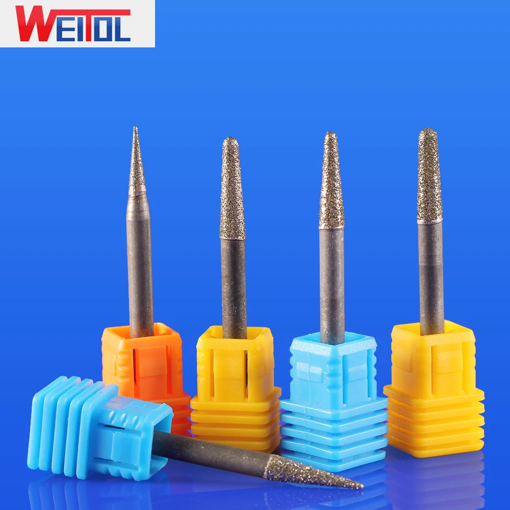 

Weitol free shipping 5pcs jade carving tools electroplated diamond stone router bits taper grinding head jade Carving tools