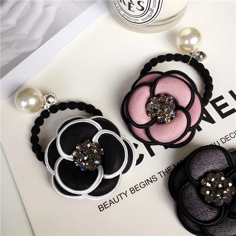 

2017 FANSSEE Fashion Girls hair accessories rustic small fresh flower beaded pearl headband rubber band elastic hair bands