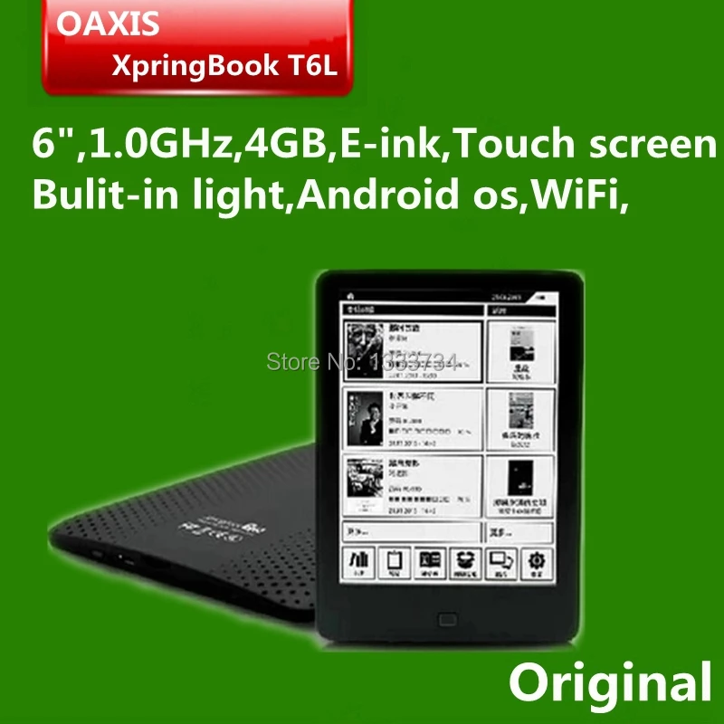 XpringBook T6L 6' 4G WiFi Android OS,Builtin light Eink Ebook Reader