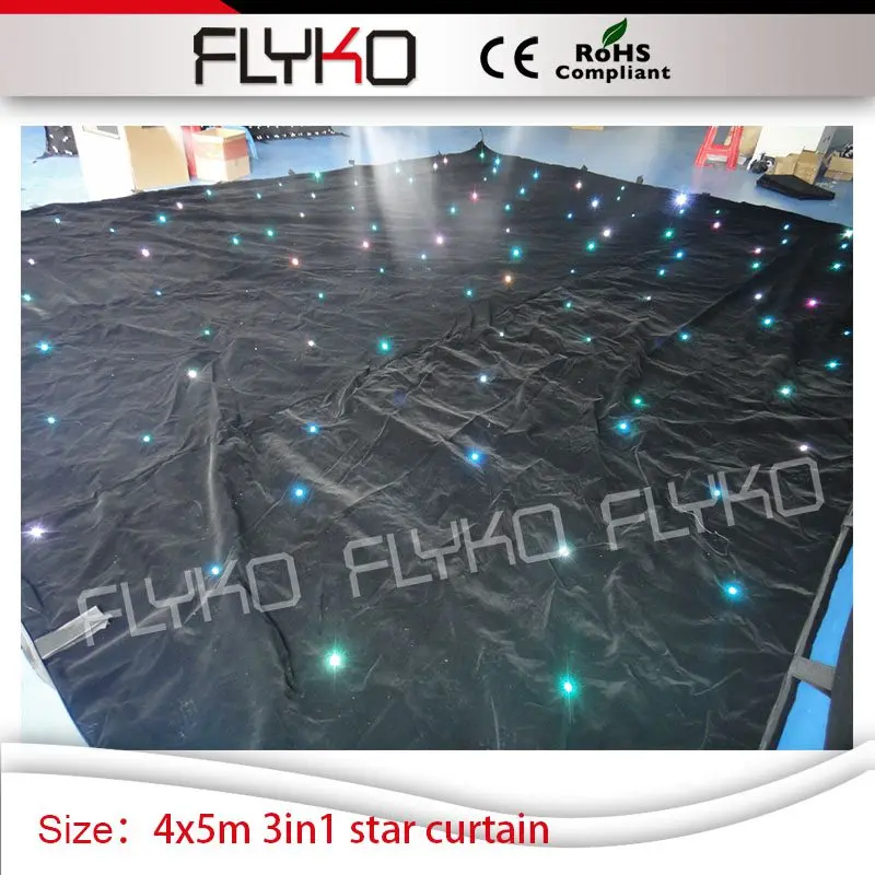 

stage decoration wedding dj equipment RGB3in1 full color 4x5m led star curtain flashing lighting effect
